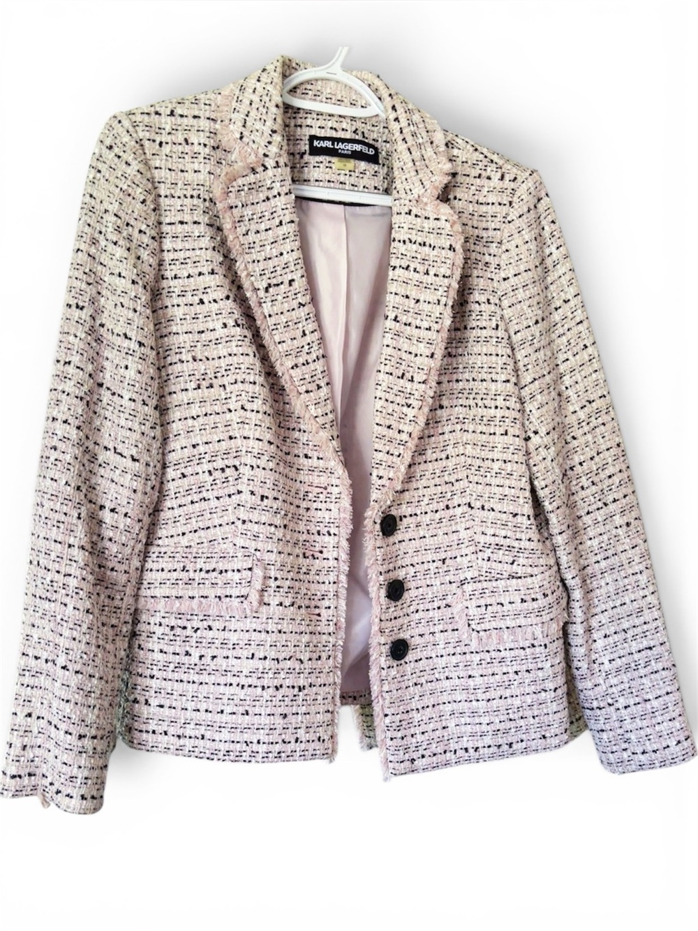 Karl Lagerfeld Women's Cream Tweed Blazer